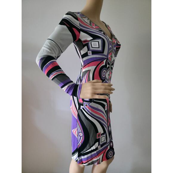 Emilio Pucci Purple Multicolor Signature Print Summer Dress S sz - Picture 5 of 16